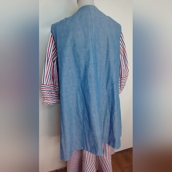 REVERSIBLE DENIM AND PAISLEY HAND MADE VEST DRESS - Picture 3 of 7